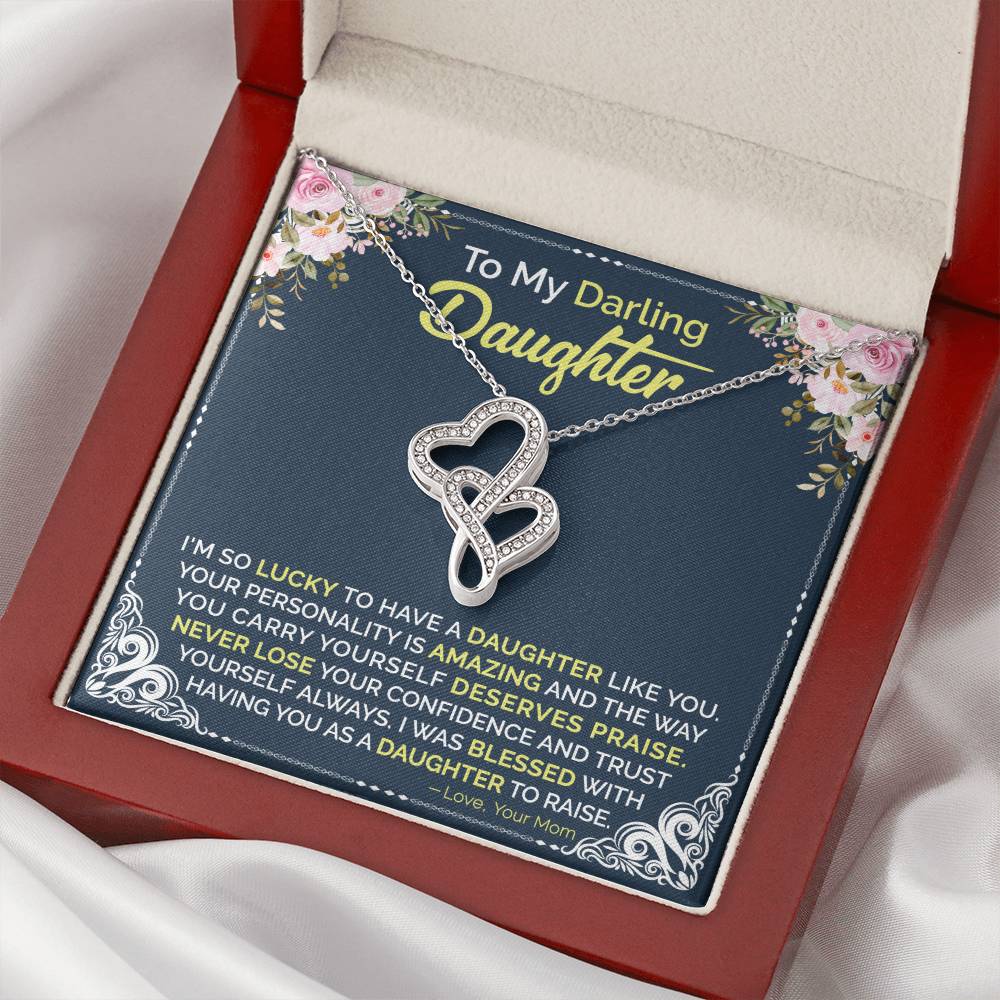 Mom To Daughter -  Double Hearts Necklace
