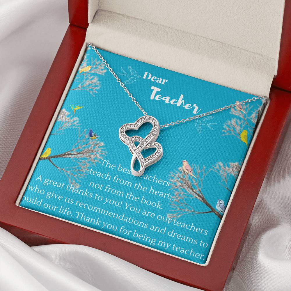 Gift For Teacher Graduation Day Birthday For Her Gift Necklace For Teacher Gift From Student Gr Double Hearts Necklace