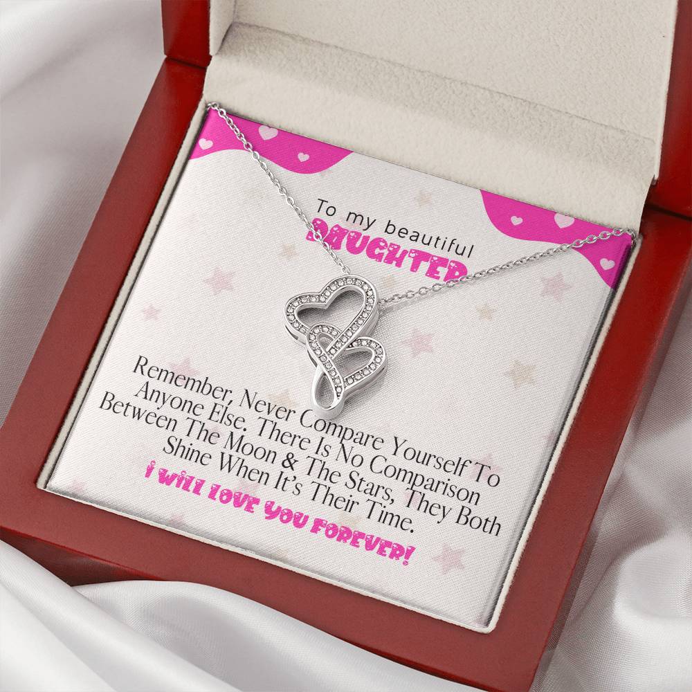 To My Beautiful Daughter - The Perfect Gift For Your Daughter - 2 Double Heart Necklace - Forever Love Daughter Neckla Double Hearts Necklace