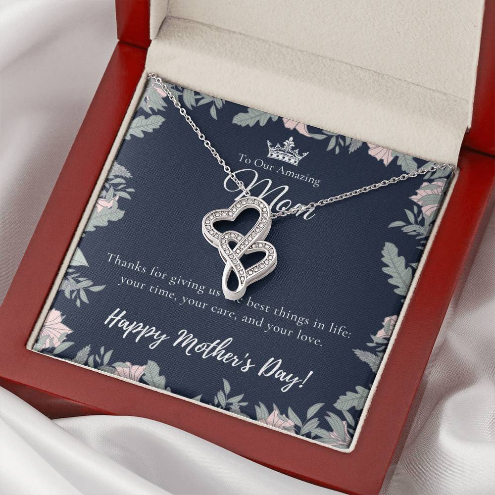 To Our Amazing Mom Necklace  Happy Mother’S Day Gift  Personalized Mom Gift  Mothers Necklace  Gift For Mom  Best Mom  Double Hearts Necklace