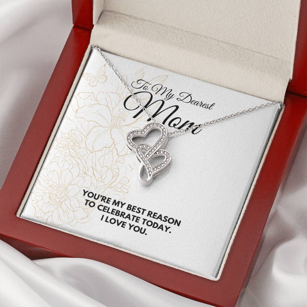 Mom I Celebrate You Necklace Double Hearts Necklace