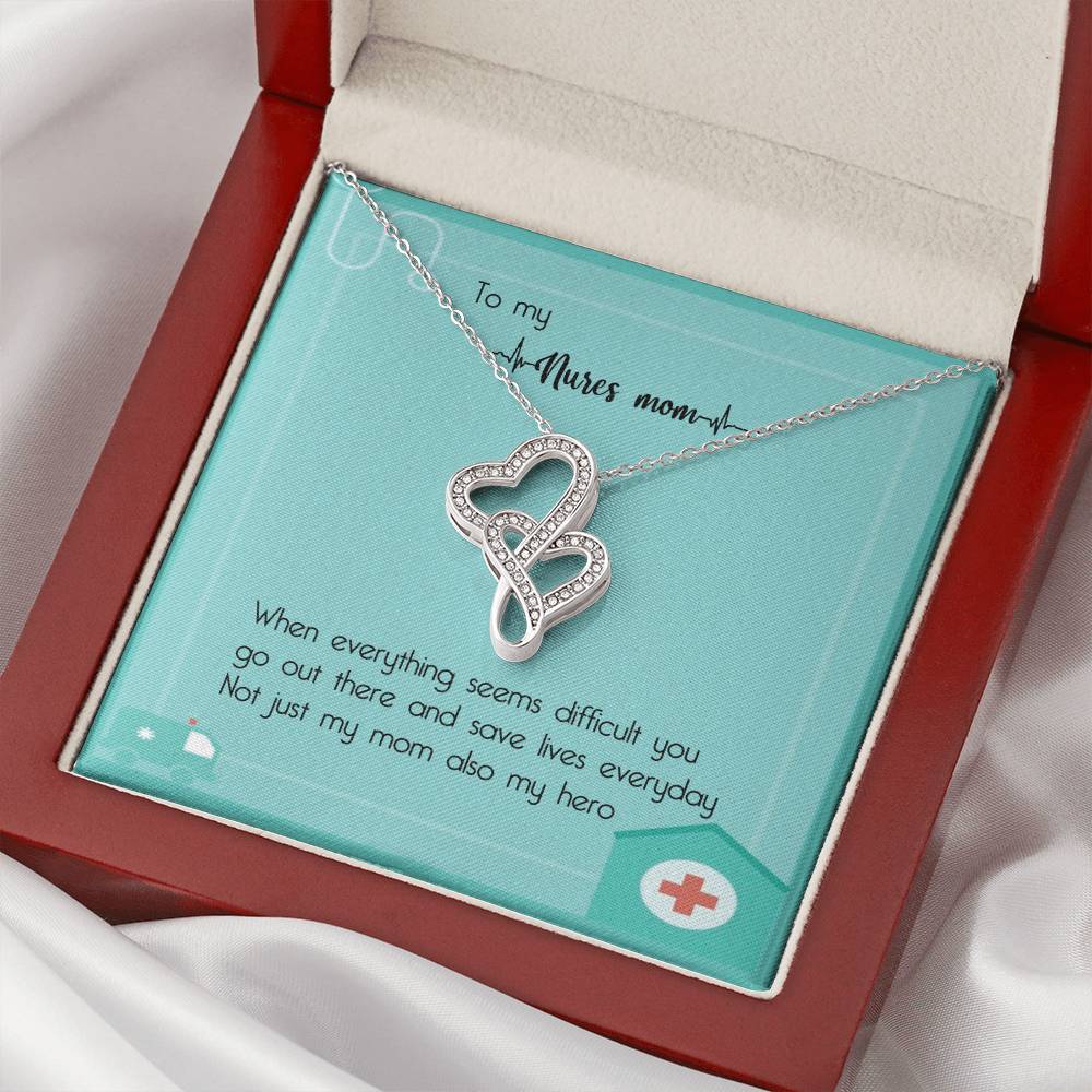 Nures Mom Gift  Nures Necklace Double Hearts Necklace