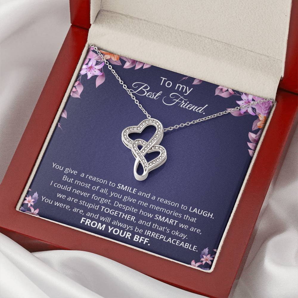 To My Best Friend Necklace Love Knot Pendant Valentines Day Gift For Friend Jewelry Silver Friendship Present Valentin Double Hearts Necklace