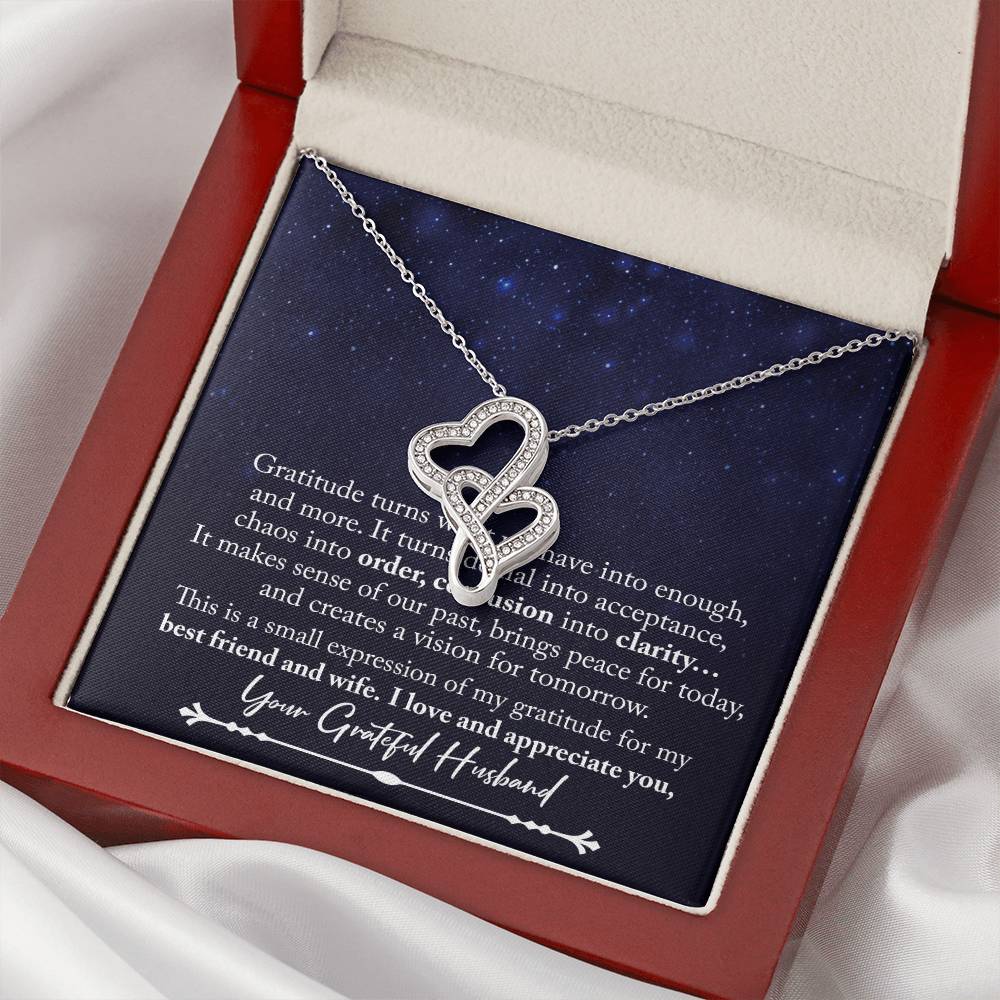 To My Wife Necklace To My Wife Jewelry Meaningful Jewellery Valentines Necklace For Wife Wishbone Necklace Double Hearts Necklace