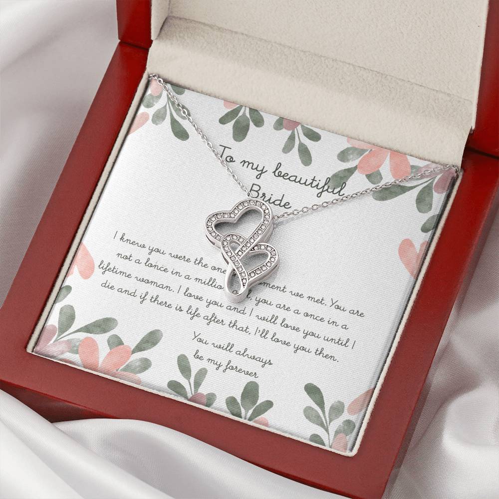 To My Beautiful Bride 1 Double Hearts Necklace