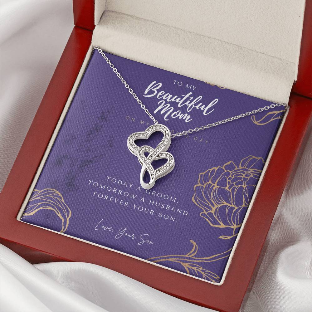 Mother Of The Groom Gift From Son  Mom Wedding Gift From Son  Wedding Gift From Groom To Mom Necklace Gift For Mom  We 2 Double Hearts Necklace