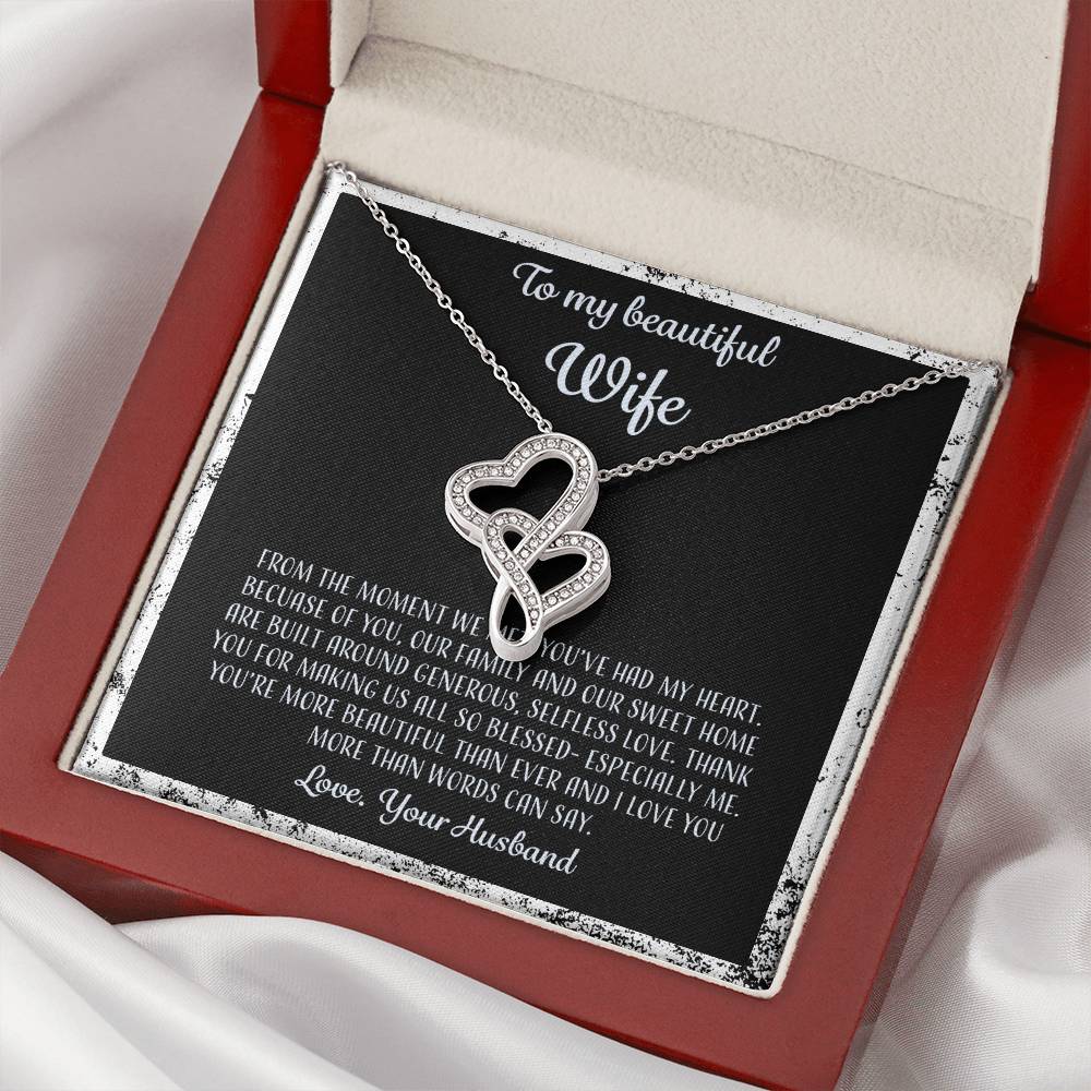 To My Beautiful Wife From The Moment We Met - Grunge Double Hearts Necklace