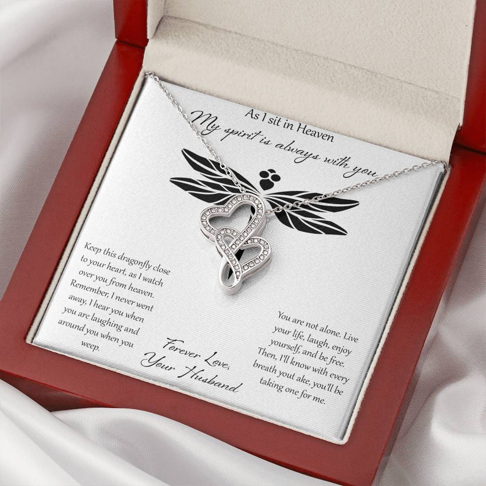 As I Sit In Heaven My Spirit Is Always With You - Husband Double Hearts Necklace