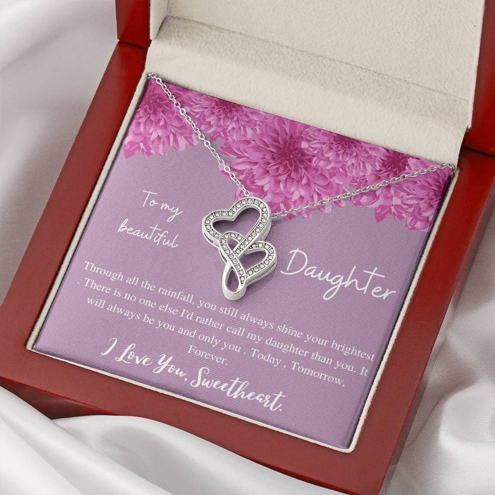 To My Beautiful Daughter V2 Double Hearts Necklace