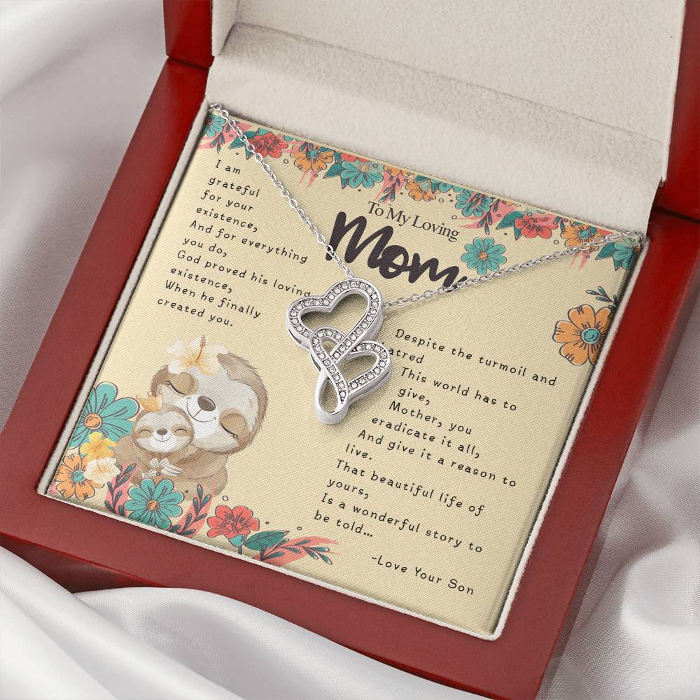 To My Loving Mom Necklace Double Hearts Necklace