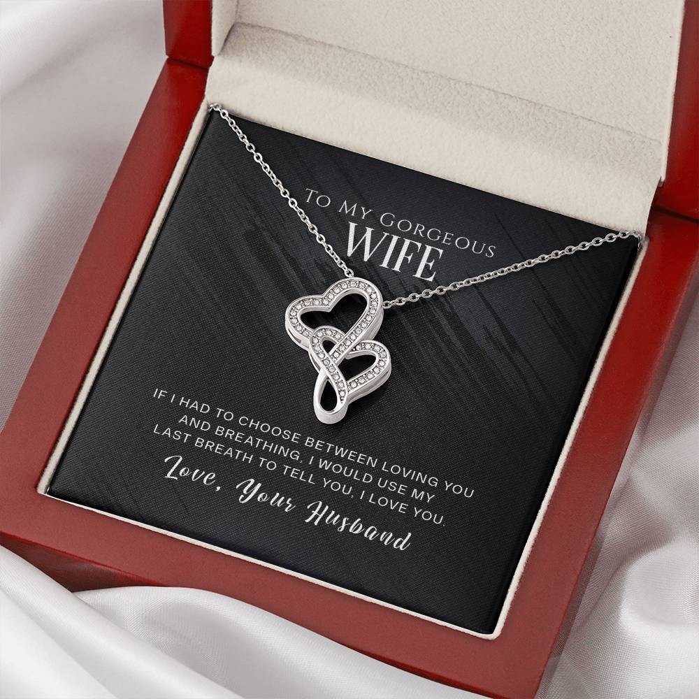 To My Gorgeous Wife - Necklace Double Hearts Necklace