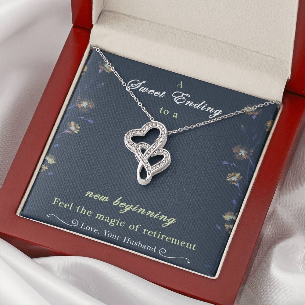 Retirement Gifts For Wife- A Sweet Ending To A New Beginning- Necklace Double Hearts Necklace