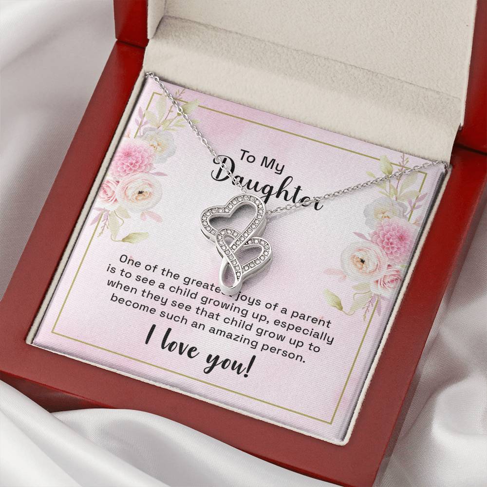 To My Daughter Necklace 1 Double Hearts Necklace
