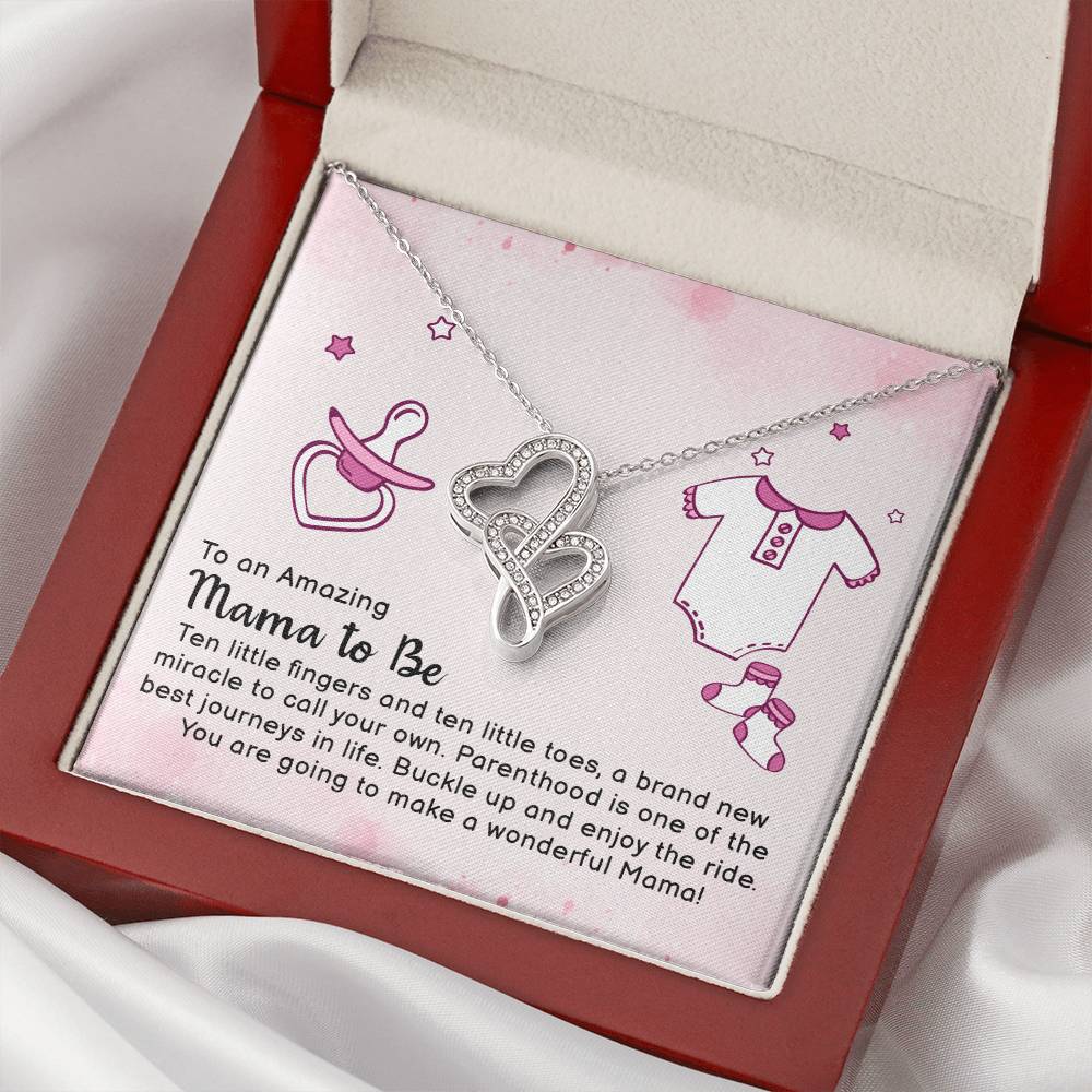 To An Amazing Mama To Be -  Double Hearts Necklace