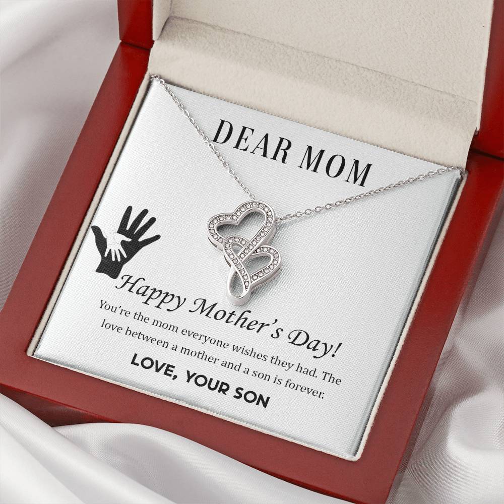 Dear Mom - Happy Mother’S Day -  Double Hearts Necklace