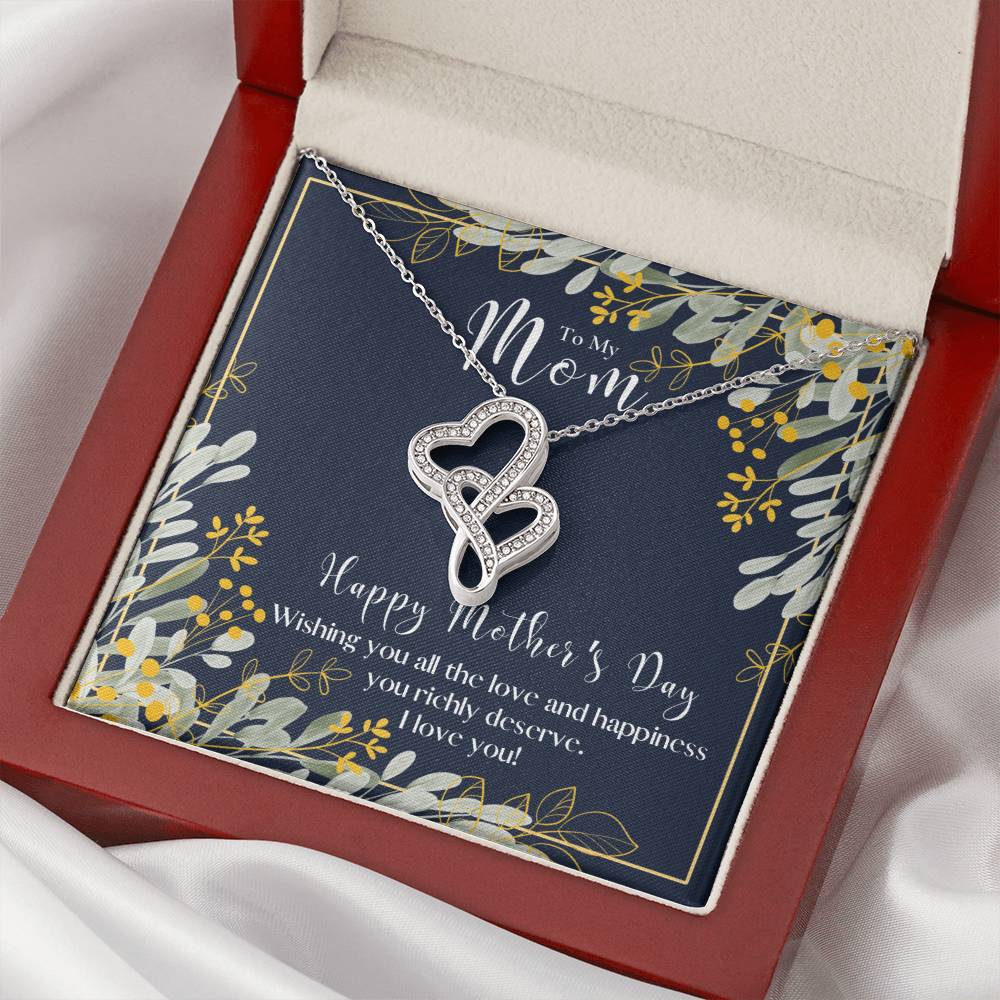 To My Mom Necklace  Mom Gift  Mother’S Day Gift  Birthday Gift  Gift From Daughter  Gift From Son  Mother's Day Gift F Double Hearts Necklace