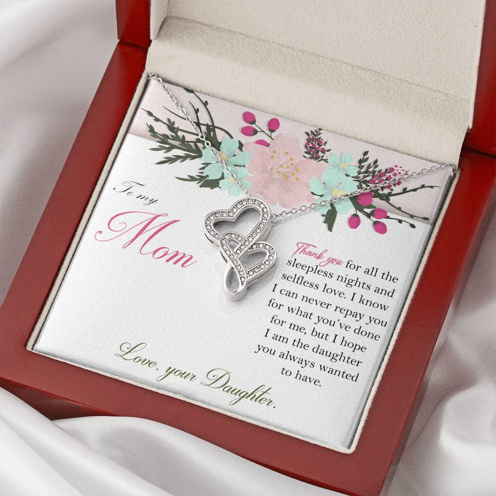 To My Mom -  - Gift For Mother Double Hearts Necklace