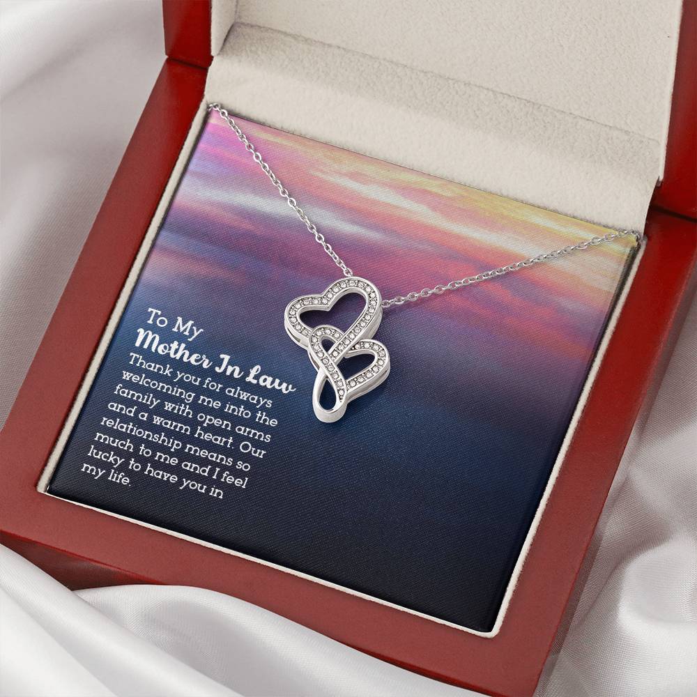 To My Mother-In-Law -  Double Hearts Necklace