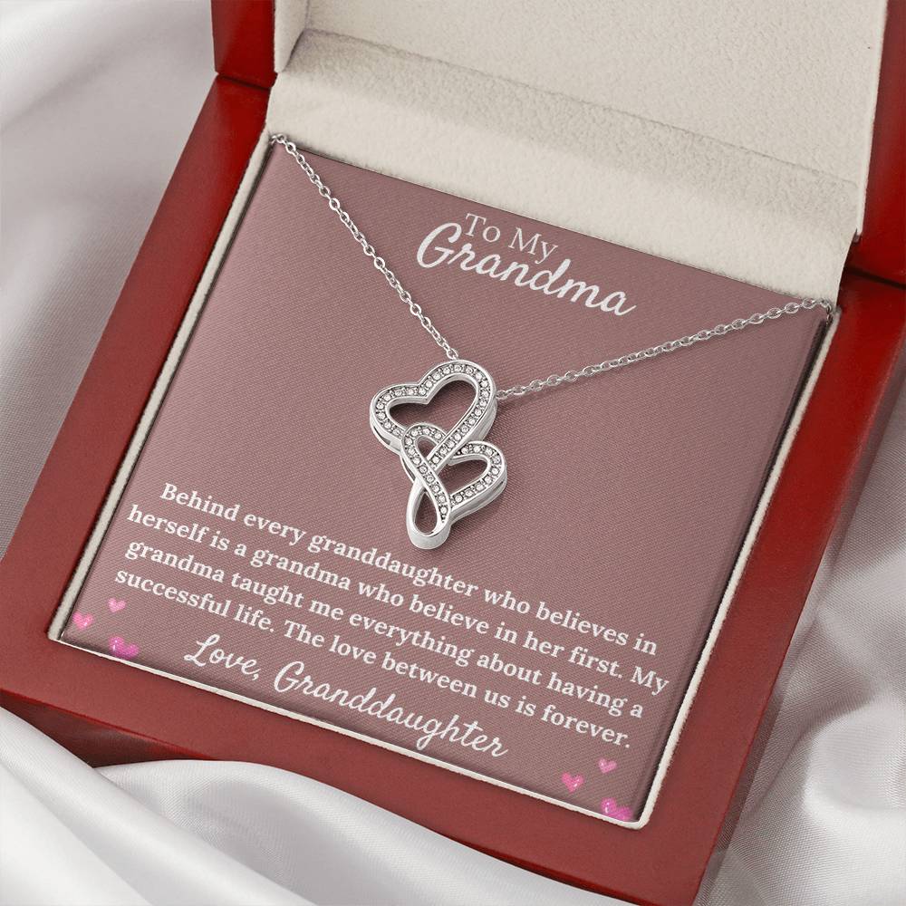 Gorgeous  For Grandma Necklace Gift Double Hearts Necklace