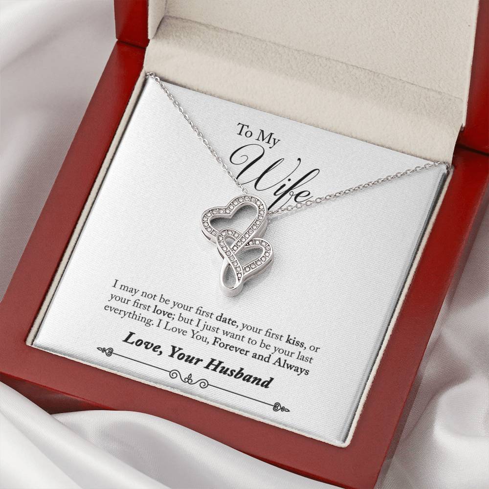 To My Wife - I Love You Forever And Always - Necklace Double Hearts Necklace