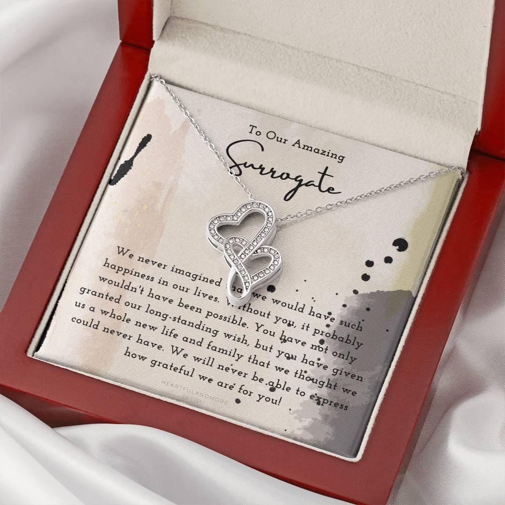 Surrogate Appreciation Gift Surrogate Gift Surrogate Gift With Message Card Surrogate Transfer Day Thank You Gift 1 Double Hearts Necklace