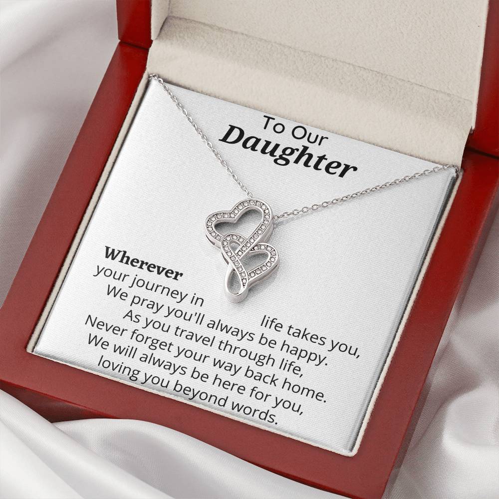Wherever Your Journey -  Double Hearts Necklace