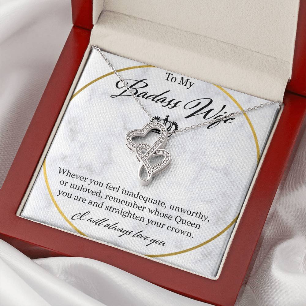 To My Badass Wife Double Hearts Necklace