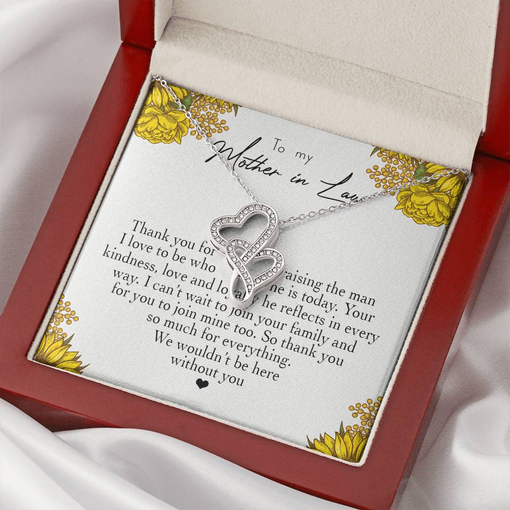 To My Mother In Law Thank You For Raising The Man I Love  Double Hearts Necklace