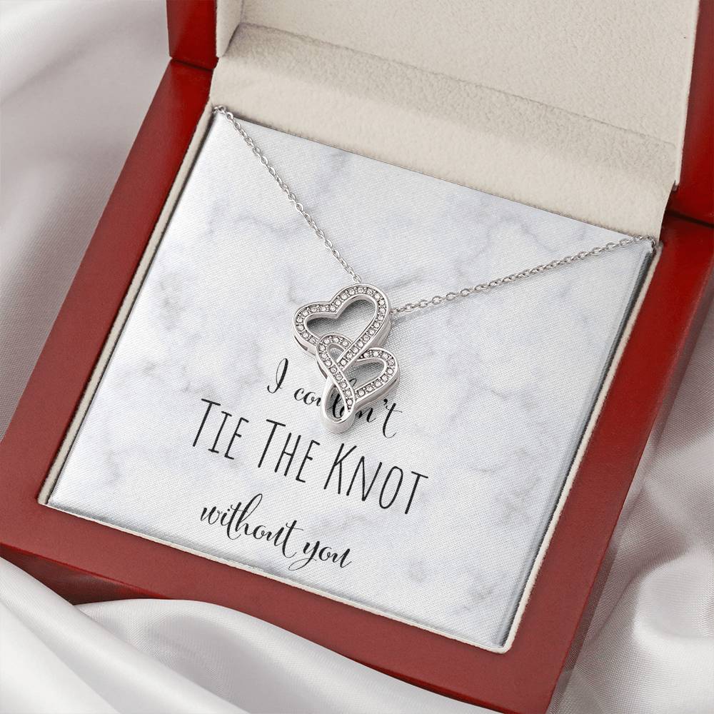 I Can't Tie The Knot Without You - Silver Double Hearts Necklace