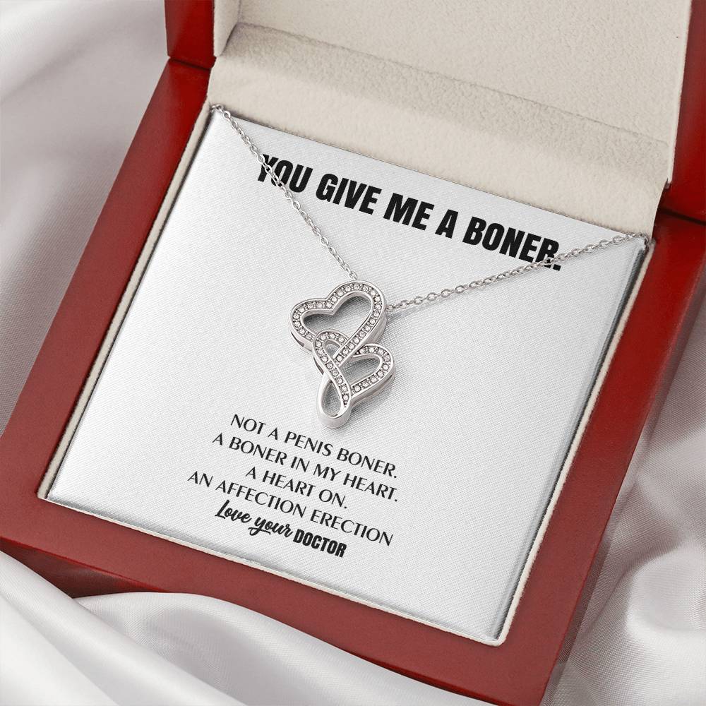 You Give Me A Heart Boner An Affection Erection  Funny & Sarcastic Love For Her Mature Best Fu 10 Double Hearts Necklace