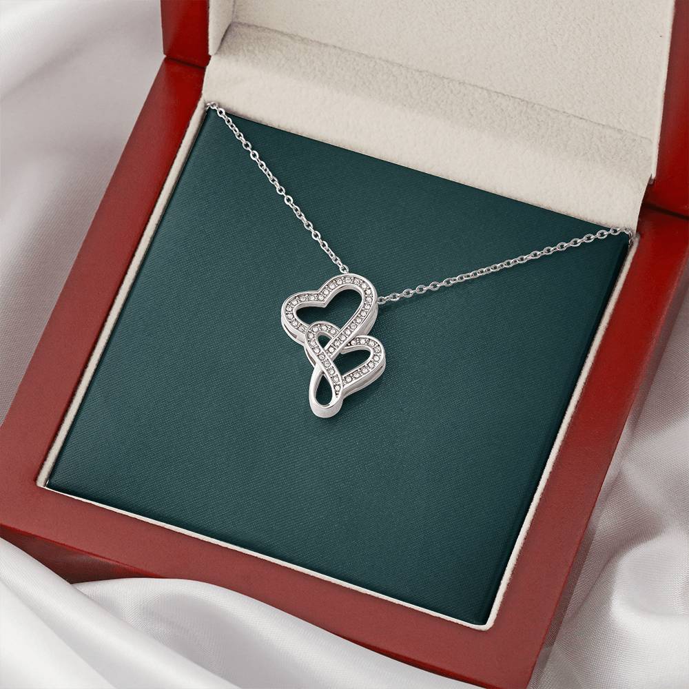 Mock Mahogany  Double Hearts Necklace