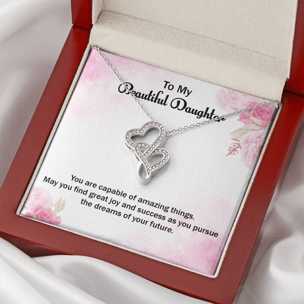 To My Beautiful Daughter Necklace Double Hearts Necklace