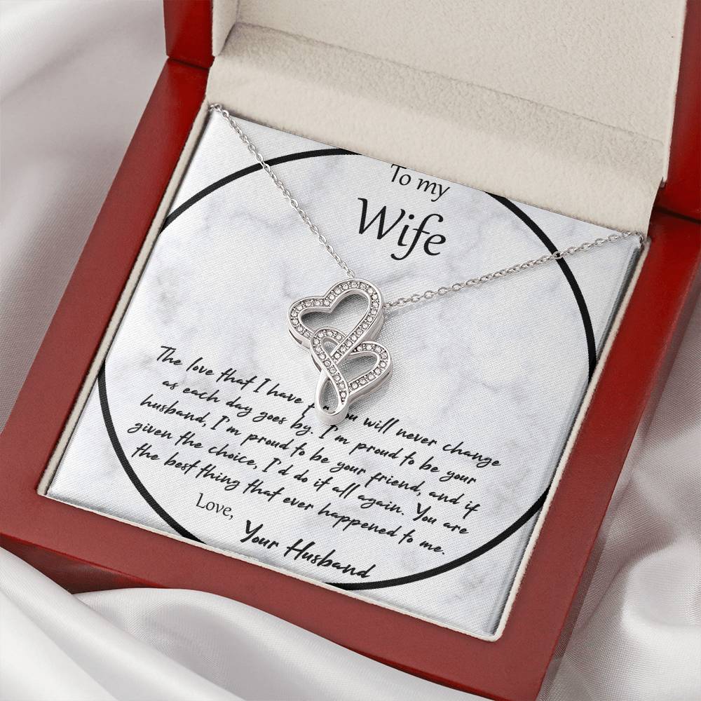To My Wife The Love That I Have For You - White Double Hearts Necklace