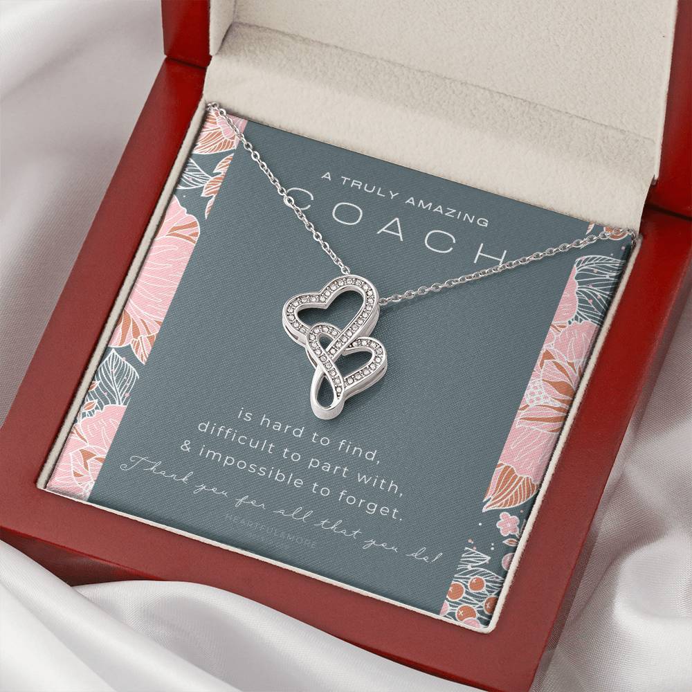 Gymnastics Coach Gift For Women Leaving Gift For Gymnastics Coach To A Truly Amazing Gymnastics Coach Thank You Gift Double Hearts Necklace