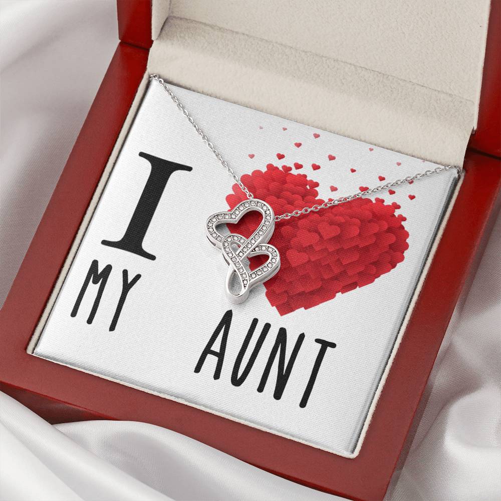 I Love My Aunt Double Hearts Cz Necklace For Valentines Day Or Birthday Gift Double Hearts Necklace