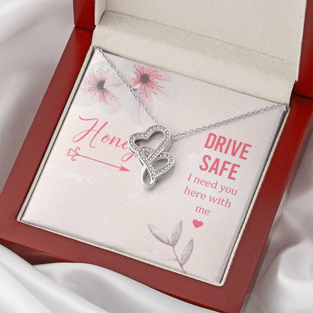 Hony Drive Safe I Need You Here With Me -  Double Hearts Necklace