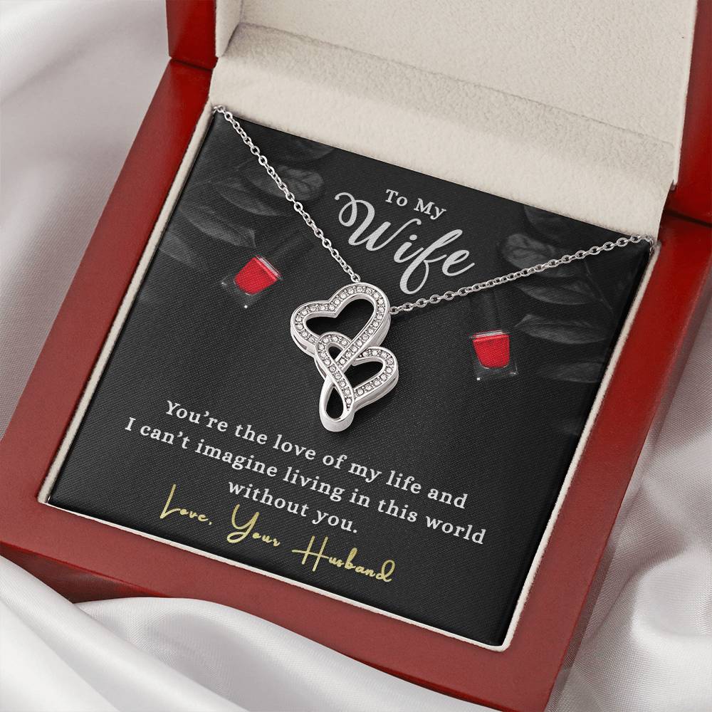 Husband To Wife -  For Gift Double Hearts Necklace