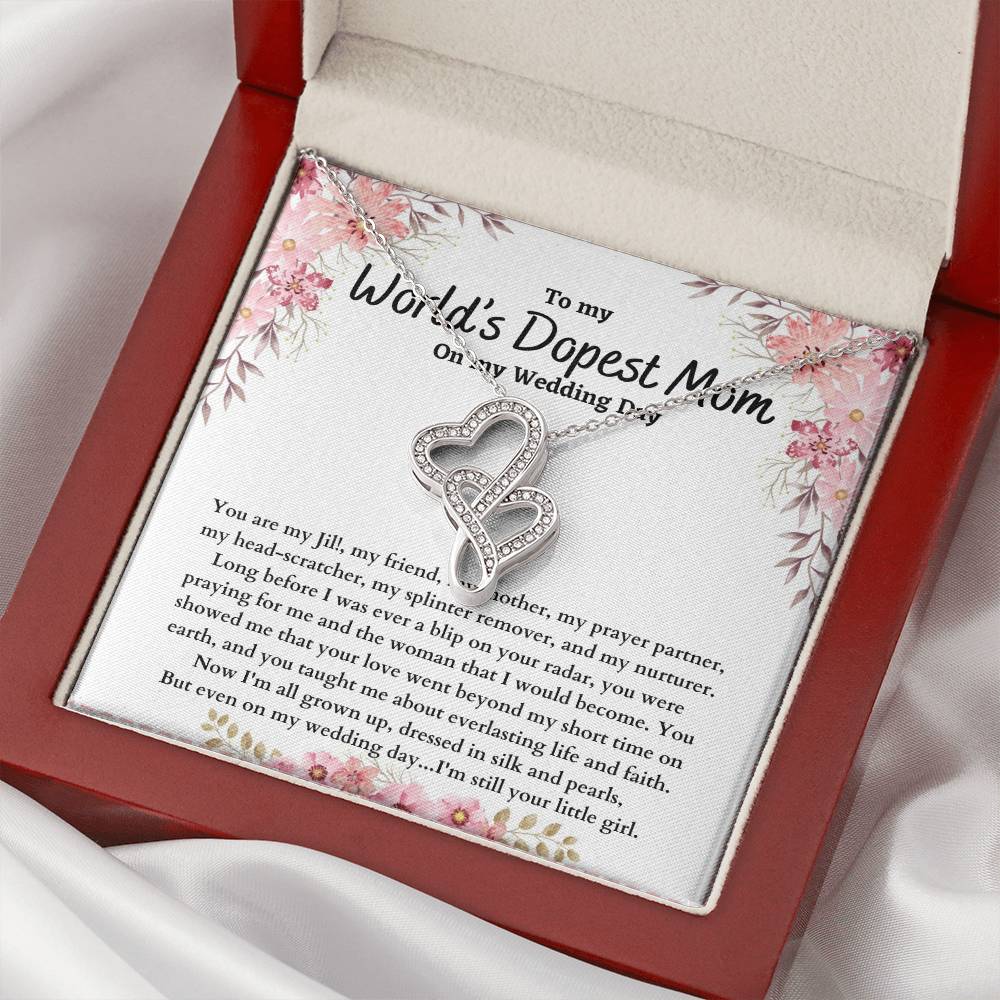 To Mom On Wedding Day - Double Heart Double Hearts Necklace