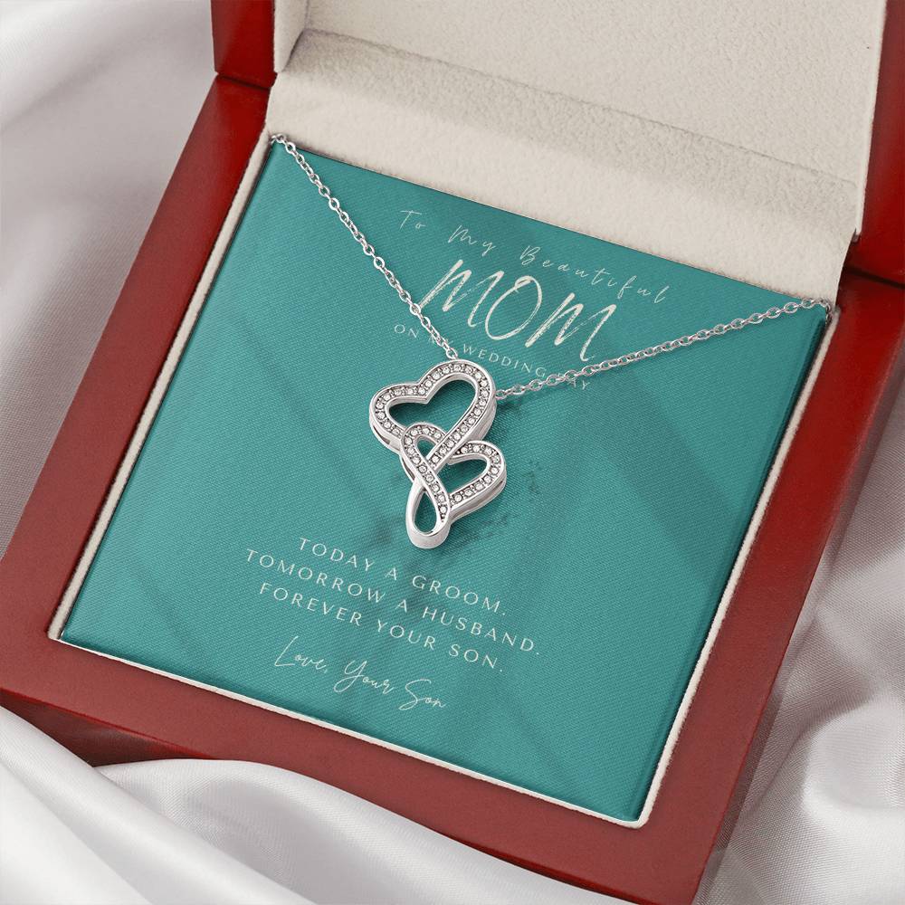 Mother Of The Groom Gift From Son  Mom Wedding Gift From Son  Wedding Gift From Groom To Mom Necklace Gift For Mom  We 1 Double Hearts Necklace