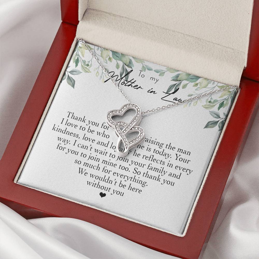 To My Mother In Law Thank You For Raising The Man I Love  3 Double Hearts Necklace