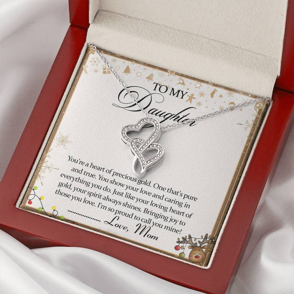 To Daughter From Mom Double Heart Necklace Gift Mom And Daughter No Matter Where You Go Gift From Mom Daughter Wedding 3 Double Hearts Necklace