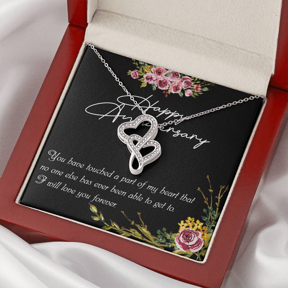 Silver Wedding Anniversary Gifts For Her  Wedding Anniversary Gifts For Wife.  Anniversary Pendant Gifts Double Hearts Necklace