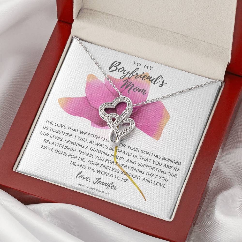 To My Boyfriend's Mom Necklace Double Hearts Necklace