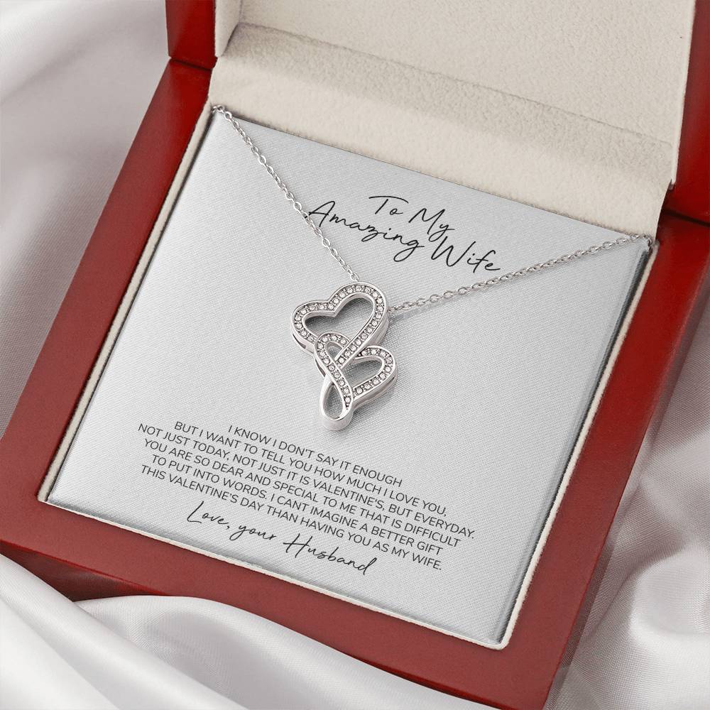 To My Amazing Wife  Double Hearts Necklace
