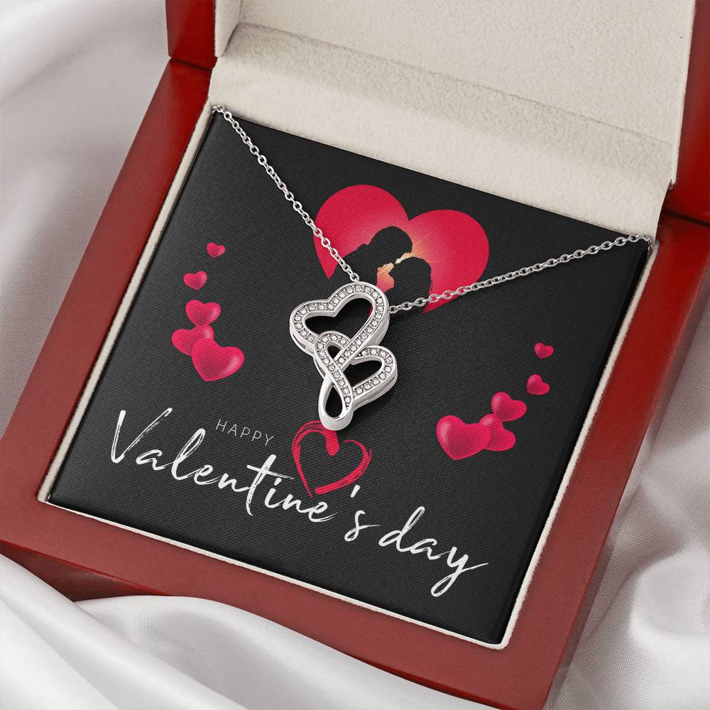Happy Valentine's Day Necklace -  Message Card - Necklaces For Women - Future Mrs. Necklace - En 1 Double Hearts Necklace