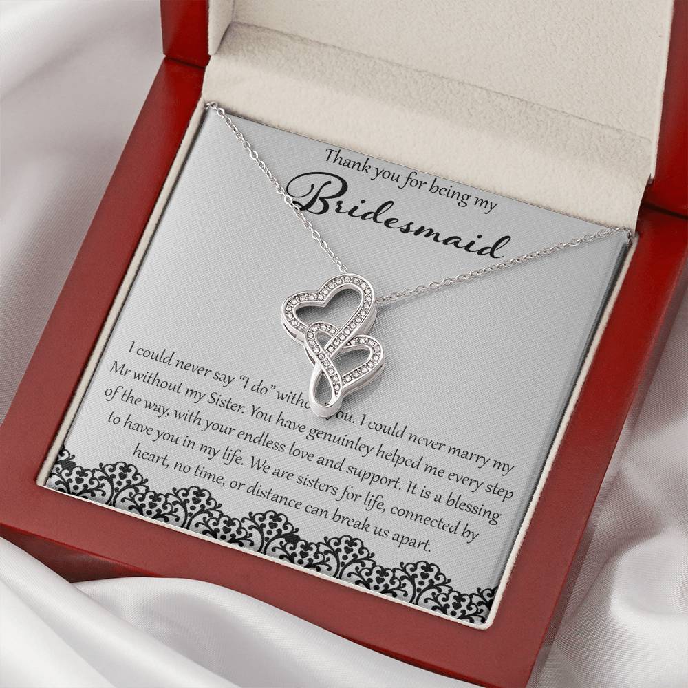 Thank You For Being My Bridesmaid Double Hearts Necklace