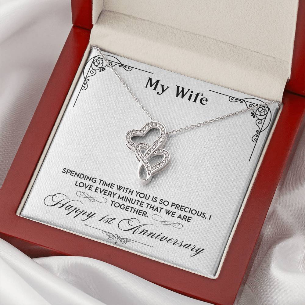 My Wife Every Minute 1St Anniversary  Double Hearts Necklace