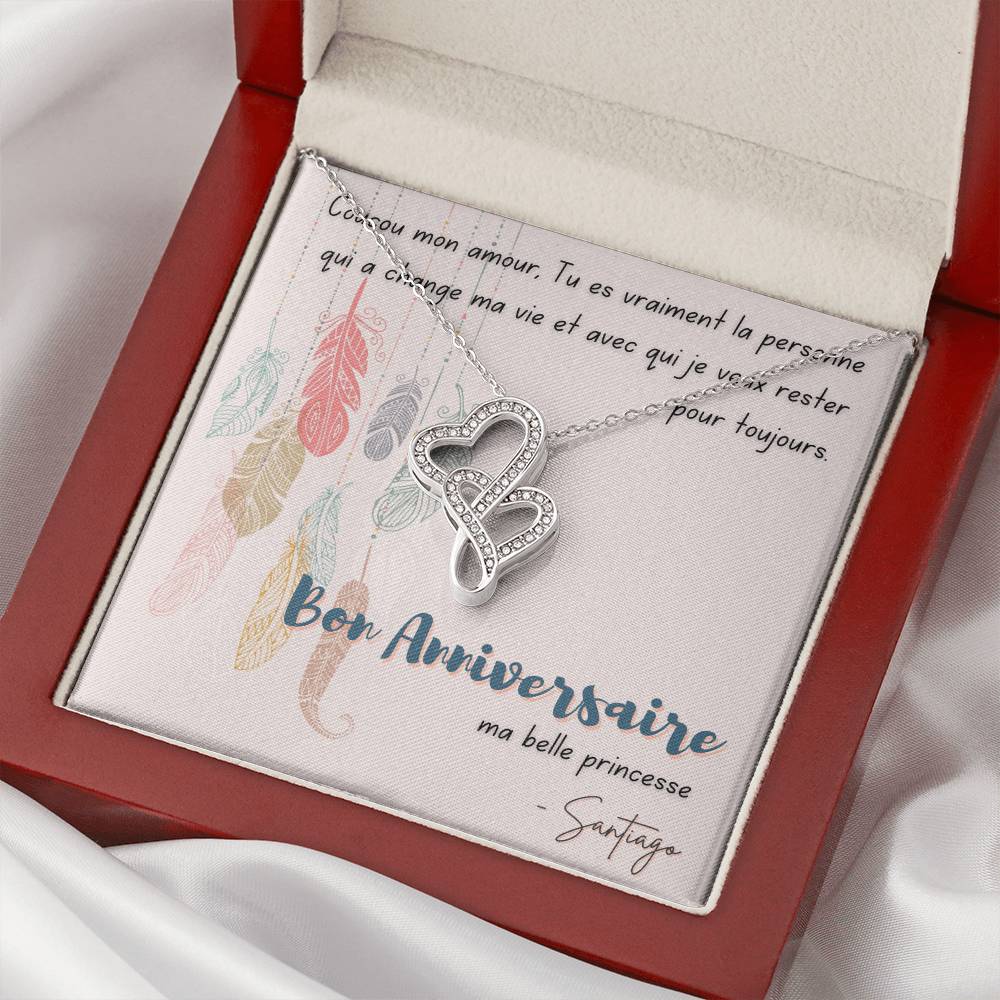 Santiago - Happy Birthday Double Hearts Necklace