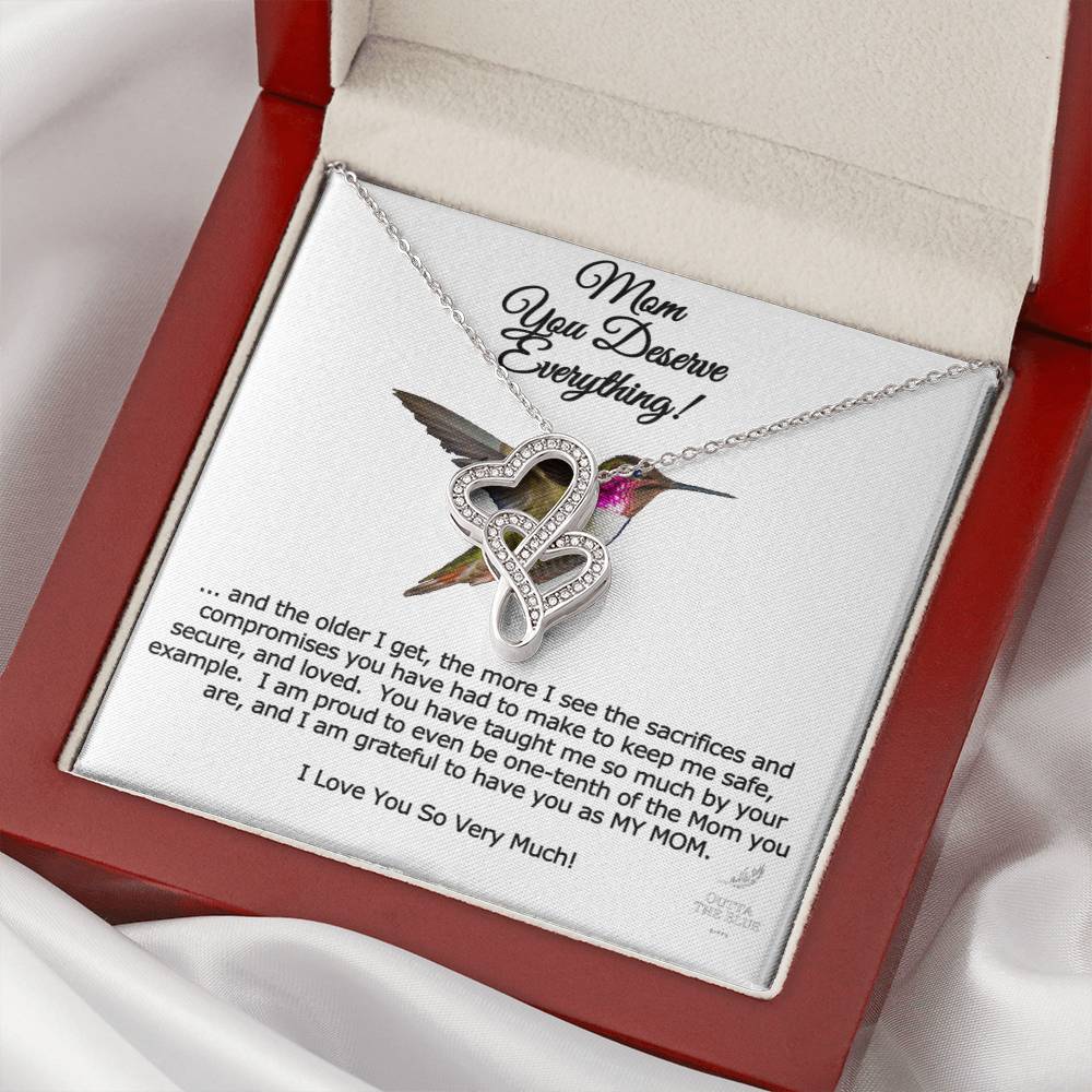 Hummingbird Lovers Mom Birthday You Deserve Everything  Double Hearts Necklace