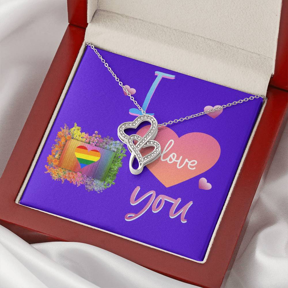 I Love You  Lesbian Love Gift   Double Hearts Necklace